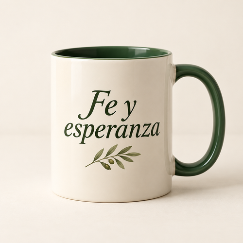Taza Fe y esperanza — imagen conceptual de demostración